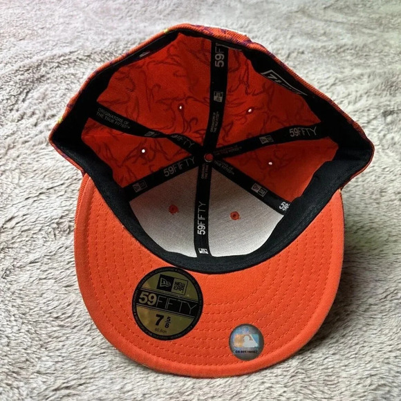 Atlanta Braves Hat New Era 59Fifty All Over Print Baseball Cap Orange 7 5/8 New - Picture 14 of 16